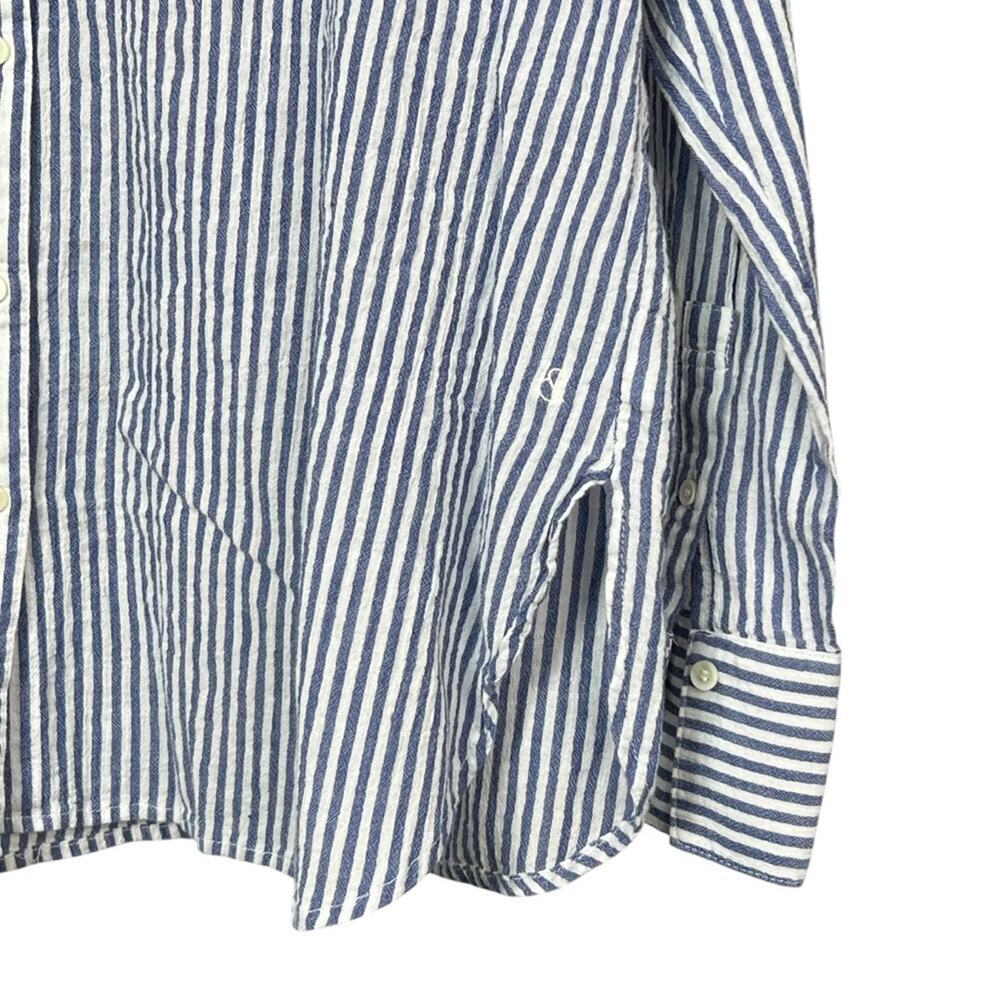 Treasure and Bond Boyfriend Blue White Button Down Women’s Top Size Medium - Picture 2 of 6